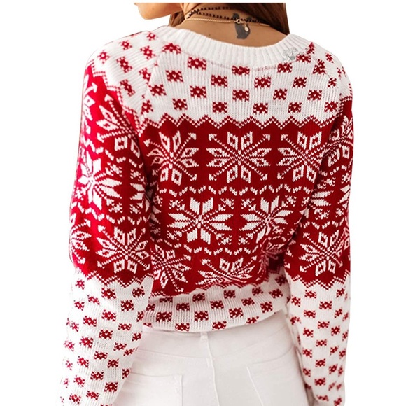 🎉❄️🎉HP🎉❄️🎉 EXLURA Red and White Snowflake Ugly Christmas Sweater - size XL - Picture 3 of 11